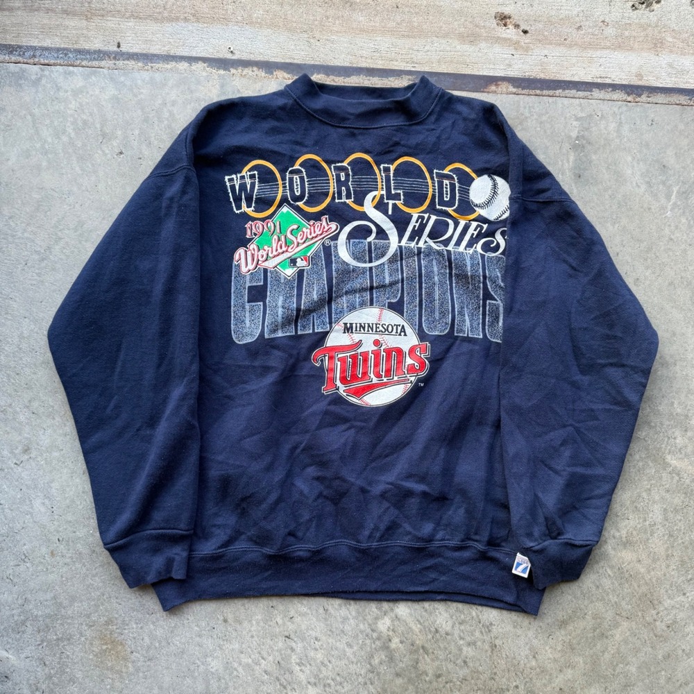 Vintage 1991 Minnesota Twins World Series Champions Sweatshirt Logo 7 Navy L USA